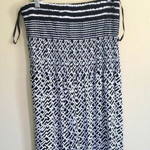 Mlle Gabrielle Black and White Geometric Strapless Romber Pants